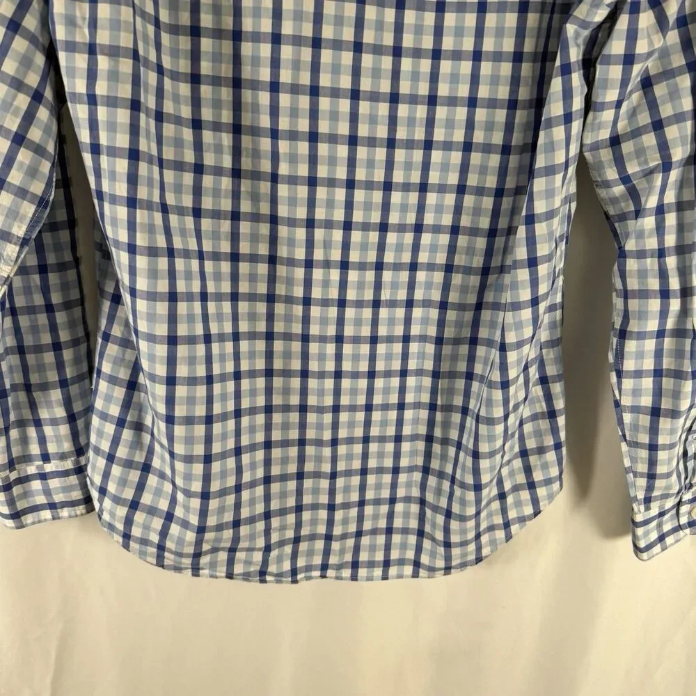 J. Crew Light Weight Shirt Men's Small Blue Plaid Long Sleeve Button Down Collar